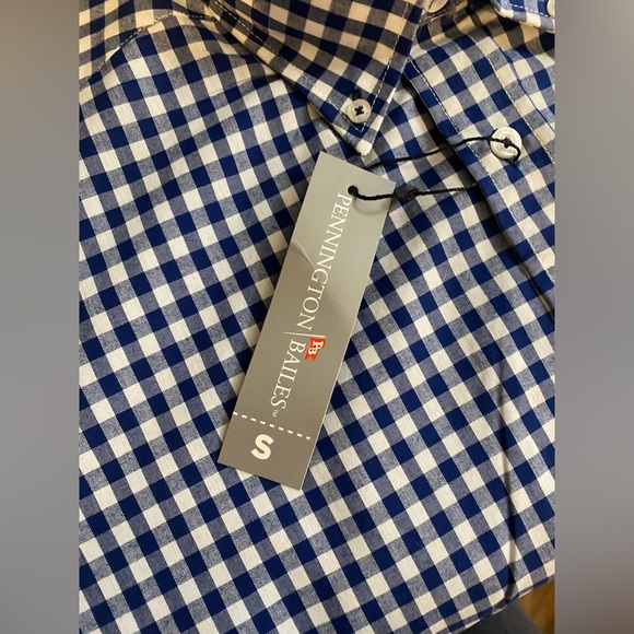 NWT PENNINGTON\BAILES MENS BUTTON DOWN OXFORD SIZE SMALL IN NAVY/WHITE GINGHAM - Picture 4 of 6